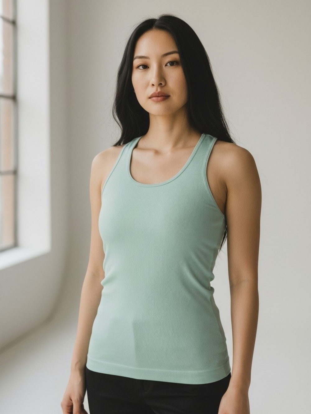 Ambiance Ribbed Tank Top in Light Mint